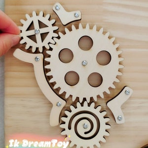 Wooden Gears for busy board details/Set of 3 gears DIY busy board elements/craft kit/craft kit element/Workpiece/Activity board/Sensory