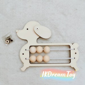 Dog with Beads Busy board detail/wooden frame counting Busy board Parts/DIY element/kid toy/bead math activity