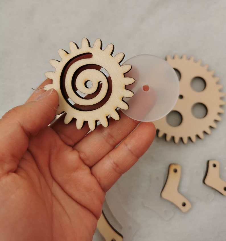 Wooden Gear Set – 3 Interlocking Gears for Busy Board | DIY Activity ...