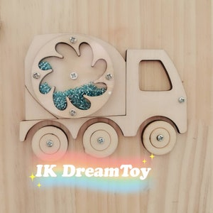 Concrete mixer truck and Gear for Busy board details/Car Busy board Parts/DIY elements/craft kit/Workpiece/Activity board/Sensory activity