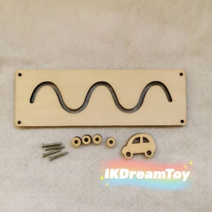 Labyrinthe avec voiture occupé tableau enfant en bas âge/découpe laser pour tableau occupé détail/pièces occupé tableau/éléments de bricolage/pièce à travailler/tableau d'activités/enfant sensoriel
