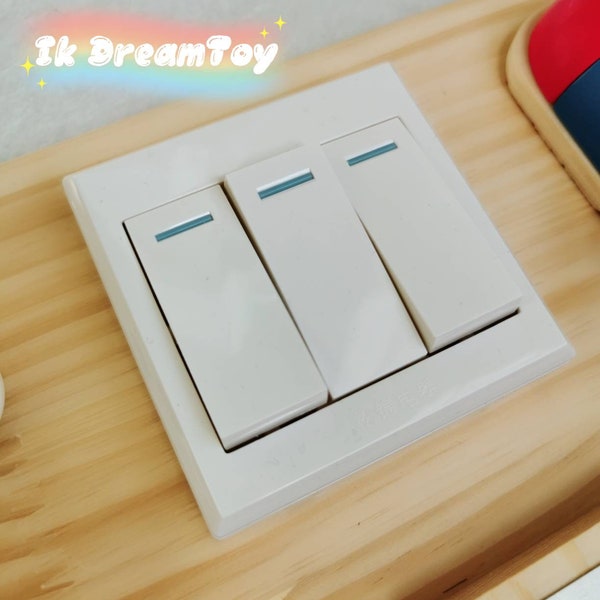 Interruptor de luz triple – Elemento para tablero de actividades / Componente para tablero de actividades DIY / Pieza para tablero sensorial / Panel de interruptor interactivo