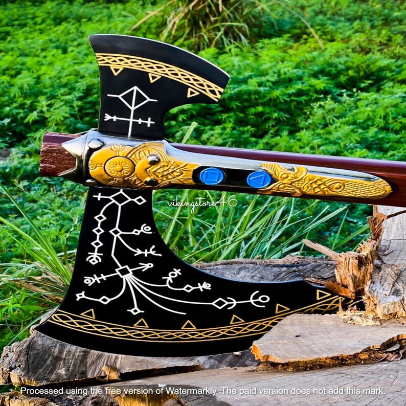 Handmade God of War Kratos Leviathan Axe, Scandinavian Axe, Axe, Norse