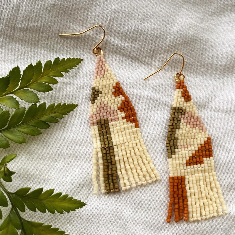 Abstract Bohemian Beaded Fringe Earrings