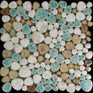 Porcelain Pebble Tile Heart-Shaped Glazed Ceramic Mosaic Floor and Wall Tiles