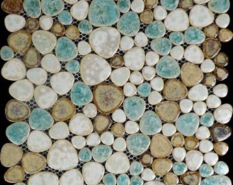 Porcelain Pebble Tile Heart-Shaped Glazed Ceramic Mosaic Floor and Wall Tiles