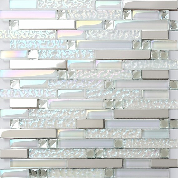 iridescent glass tile backsplash