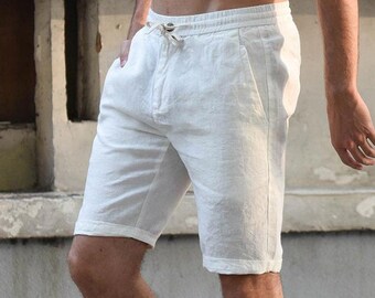 mens slim fit linen shorts