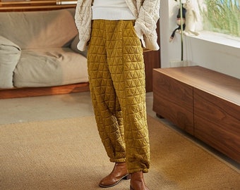 Winter warm harem pants, Women's autumn winter cotton loose trousers, winter pants women warm pants,  Winter elasticated cotton trousers