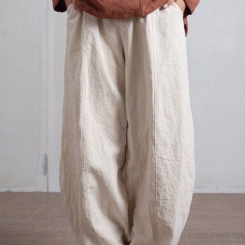 Linen Wide-leg Pants Retro Linen Pants Summer Linen - Etsy Canada