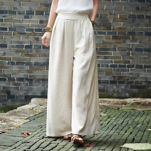 Loose linen women's pants/linen pants/women’s summer loose linen trousers/fashionable casual linen trousers