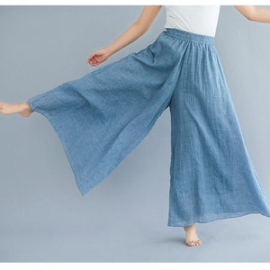 Summer cotton Wide leg pants，linen Culottes for women，Summer cotton breathable wide -leg pants