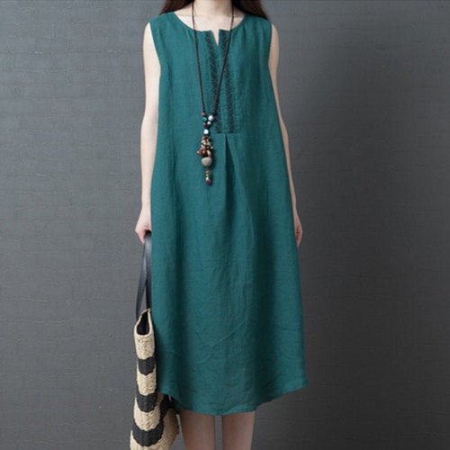 Women Long Maxi Vintage Summer Dress Casual Cotton/linen - Etsy