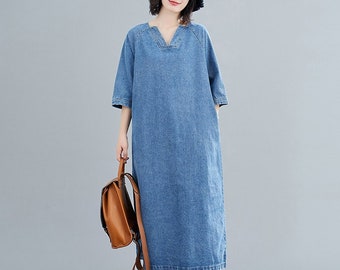 plus size denim dress with pockets