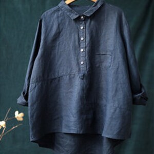 Long-sleeved Linen Shirt Woman Autumn Shirt Cotton and Linen - Etsy