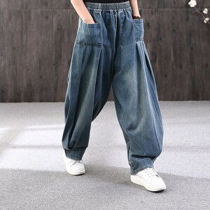 Women's Retro Cotton Loose Wide-legged Trousers / Leisure to Do Old ...