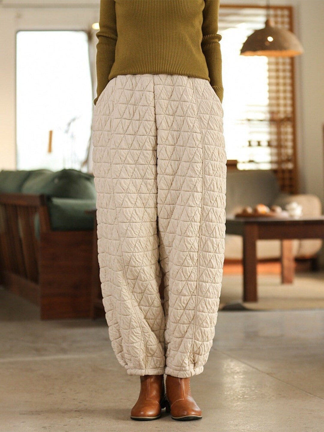 Winter Warm Harem Pants, Women's Vintage Autumn Winter Cotton Loose