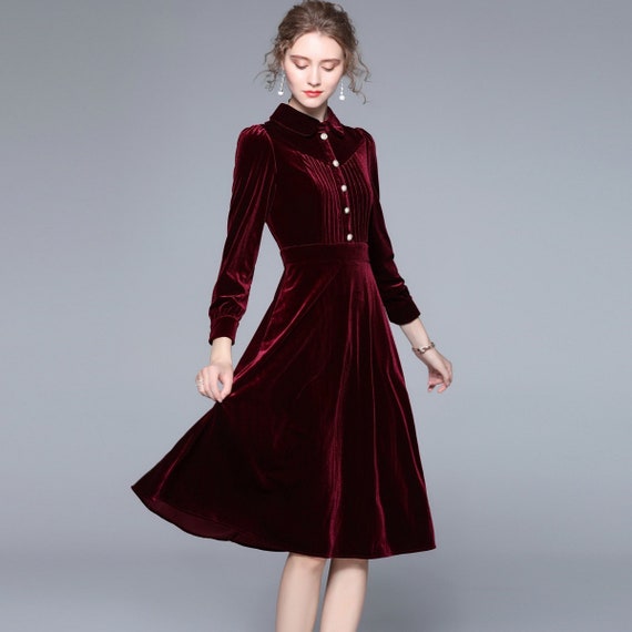 Retro velvet dress sale