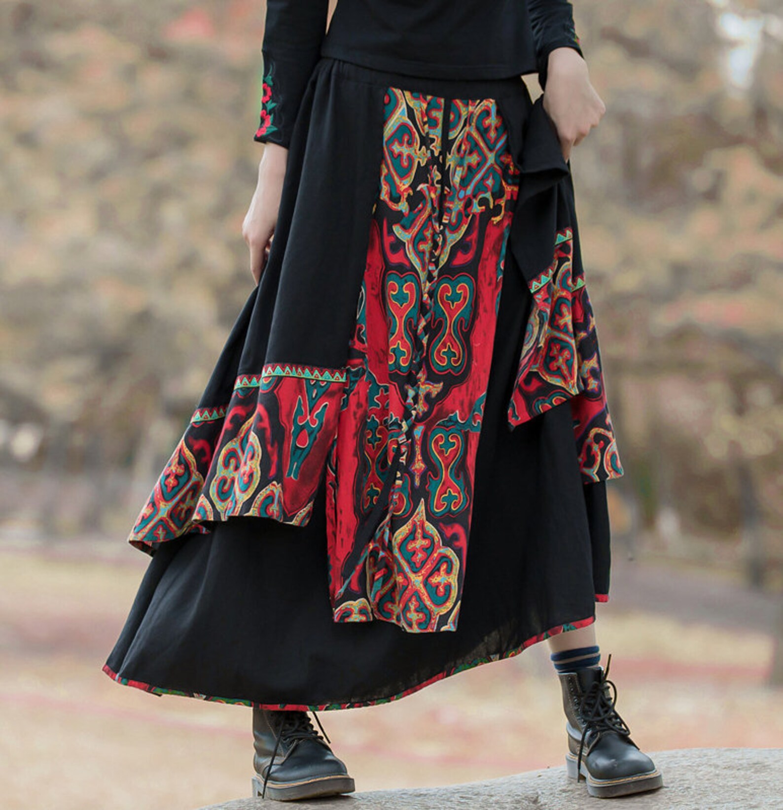 Linen Skirt Cotton Linen Maxi Skirt Retro Gypsy Skirt Etsy