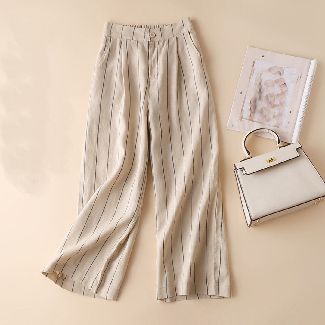 Striped Linen Pants/linen Pants/summer Linen Pants/linen Pants Women Etsy