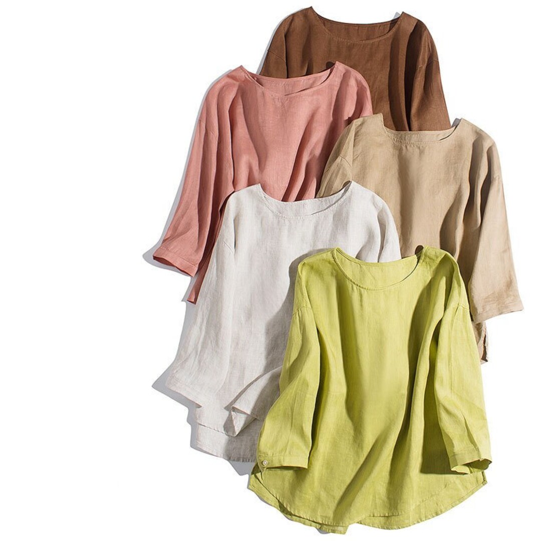 Women's Summer Linen Top 100 Linen Shirt Loose Linen Etsy