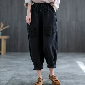 Summer Linen Trousers / Lace Pants / Linen Harem Pants / Linen - Etsy