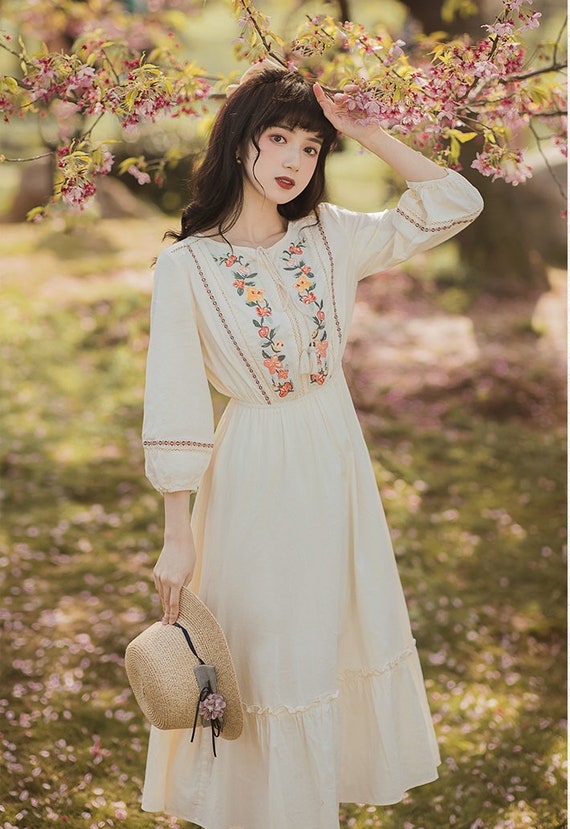Vintage Embroidered Linen Dress/summer Linen Dress - Etsy