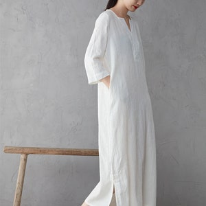 100% Linen Minimalist Style Designer Dress Loose Long Sleeve - Etsy