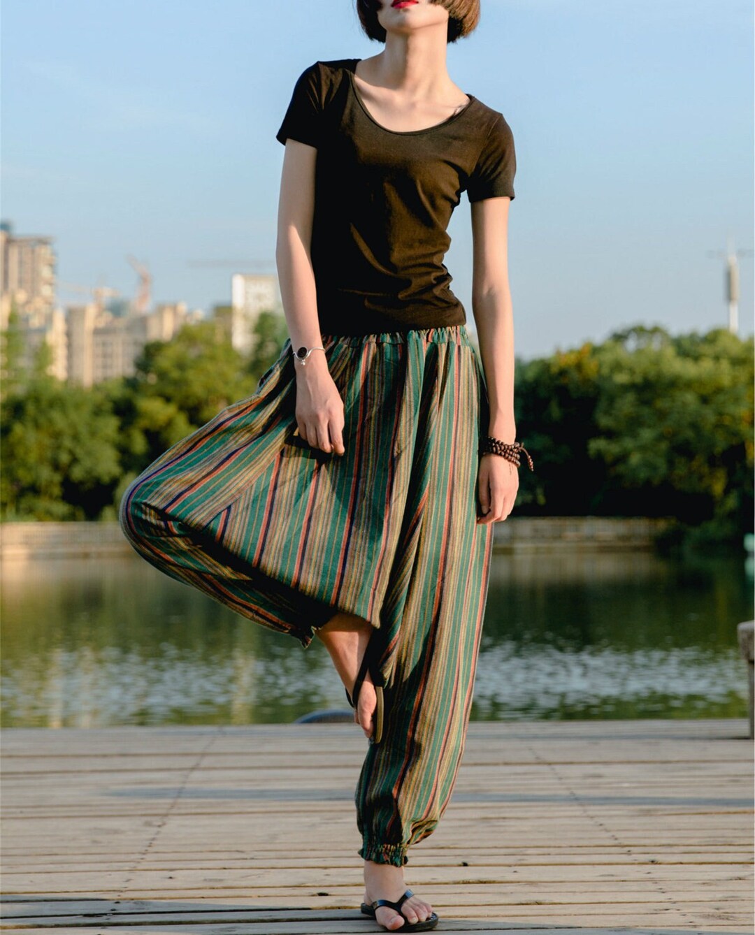 Harem Pants,women Cotton Linen Harem Pants,flral Harem Pants,harem