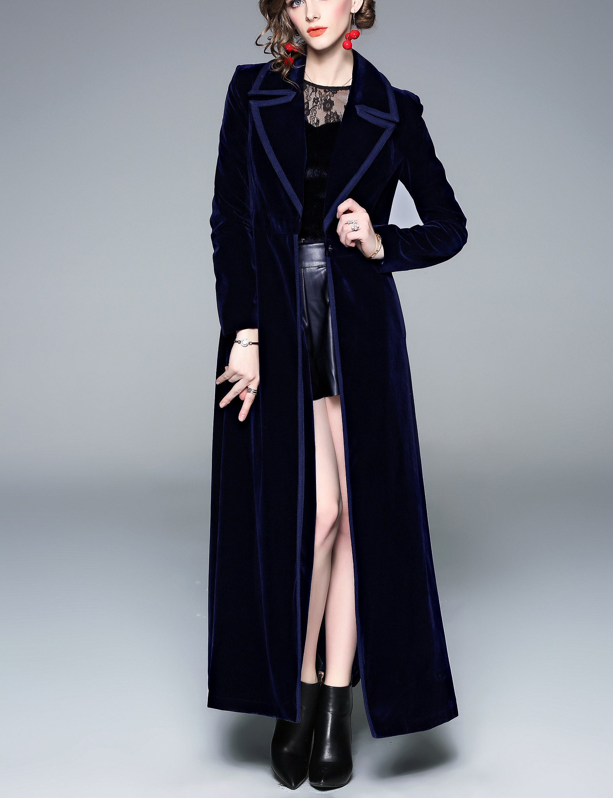 Velvet Coat Winter Velvet Long Coat Woman Loose Velvet Maxi Etsy UK
