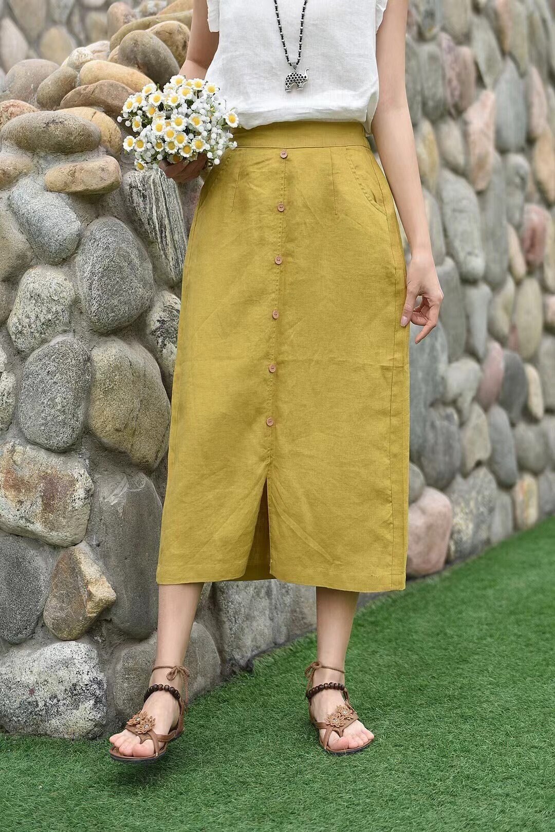 Linen Skirt Summer Linen Skirt Autumn Linen Skirt Vintage - Etsy