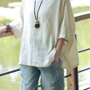 Summer Half-sleeved Linen Shirt / Loose Casual Cotton Linen / - Etsy