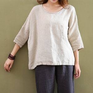 Summer Short-sleeved Linen Shirt / Loose Casual Cotton Linen / Short ...