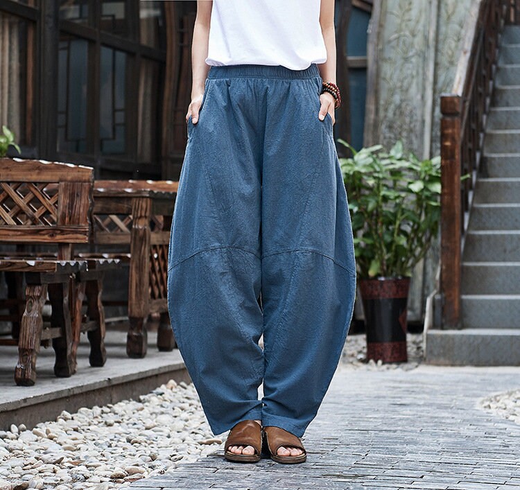 Special Tapered Linen Trousers /loose 
