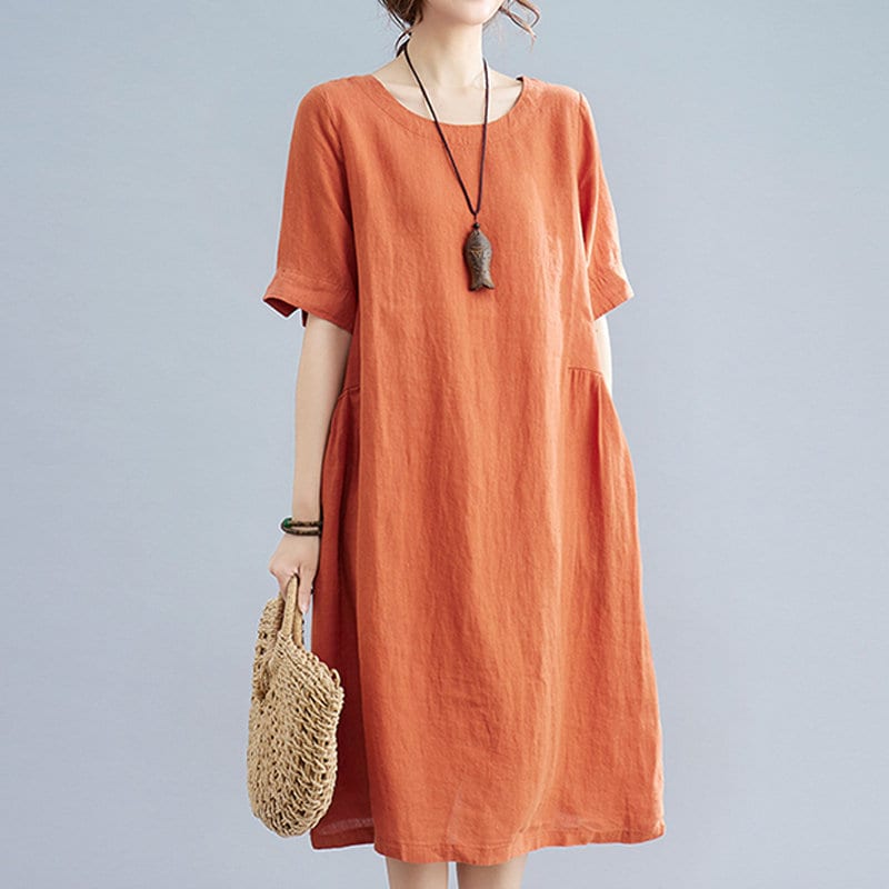 Summer Simple Style Linen Dress/women's Pure Color Loose Etsy Australia