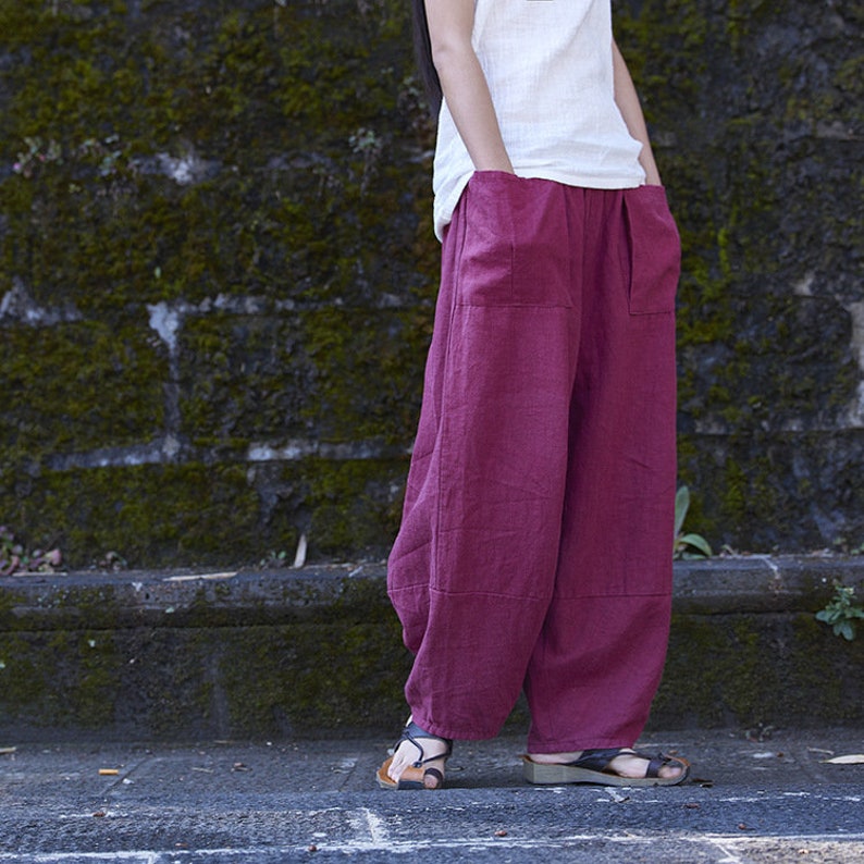Linen Pants With Pocket/summer Loose Linen Pants/retro Linen - Etsy