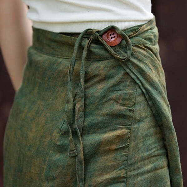 Linen Wrap Skirt Etsy