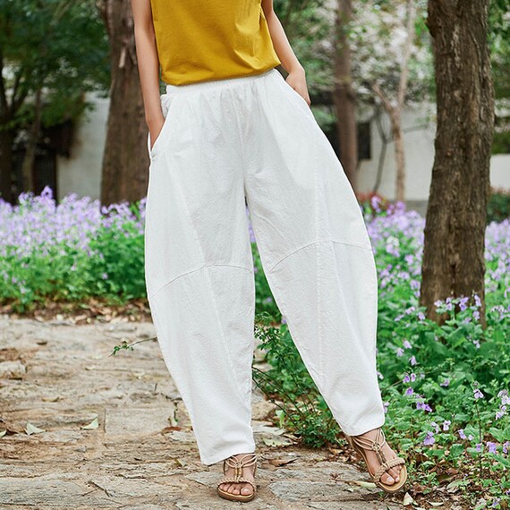Special Tapered Linen Trousers /loose 