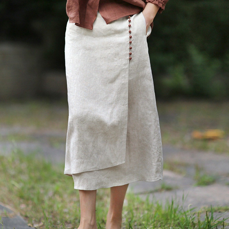 Linen Skirt Summer Linen Skirt Vintage Fashion Linen Skirt - Etsy