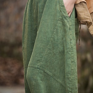 Women Loose Stone Washed Linen Harem Pants Summer Cotton - Etsy