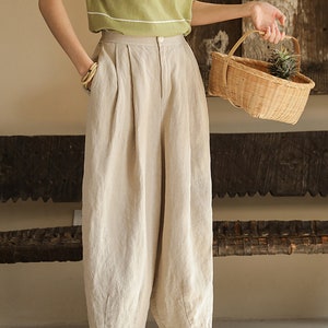 Summer Linen Wide Leg Pants Linen Harem Pants Organic Linen - Etsy
