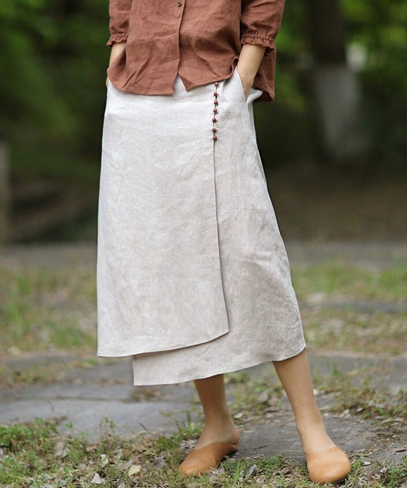 Linen Skirt Summer Linen Skirt Vintage Fashion Linen Skirt - Etsy