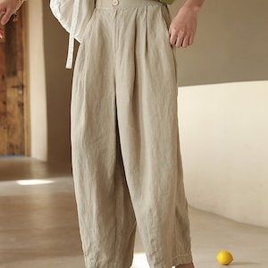 Summer Linen Wide Leg Pants Linen Harem Pants Organic Linen - Etsy