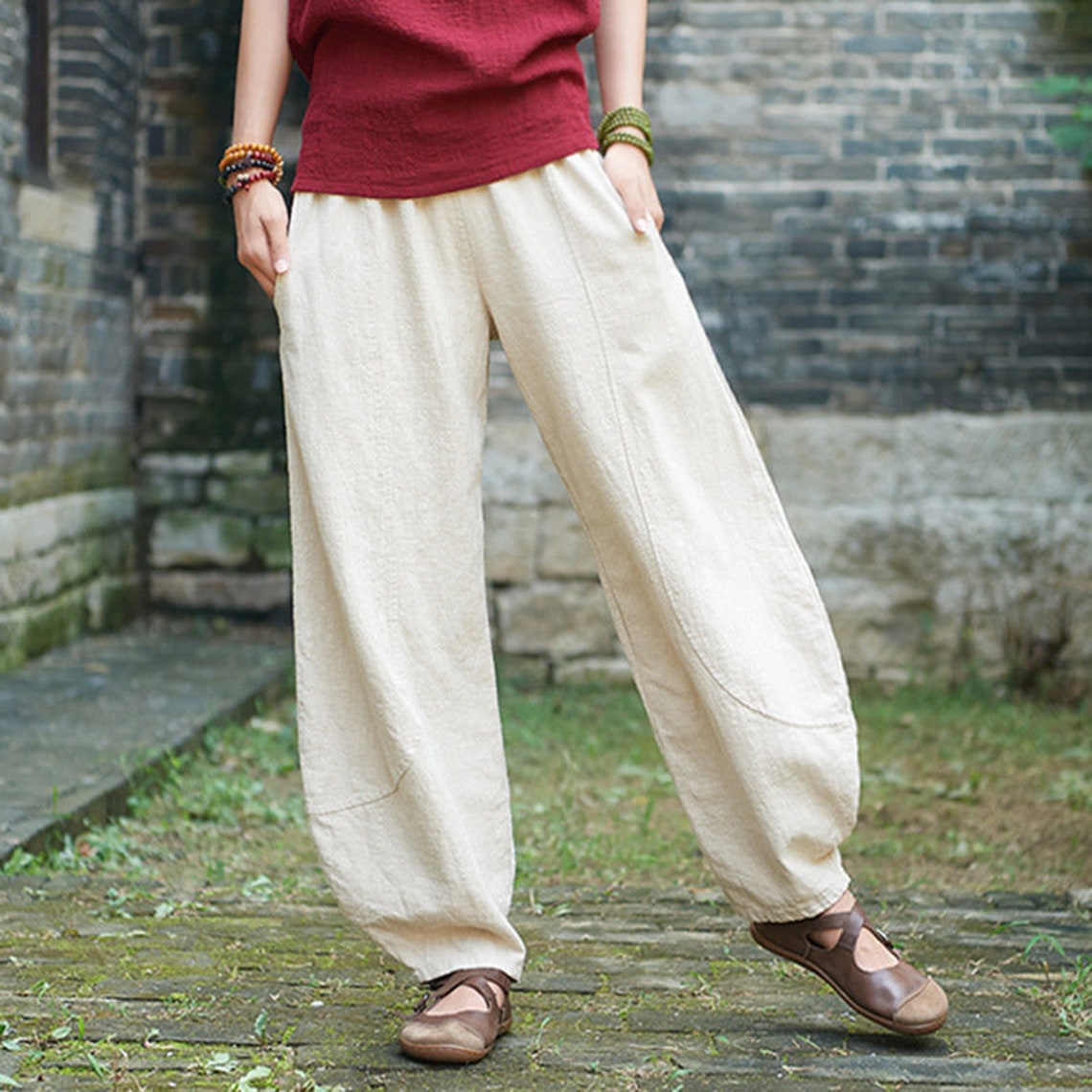 Loose Linen Pants Retro Linen Wide-leg Pants Linen Trousers - Etsy