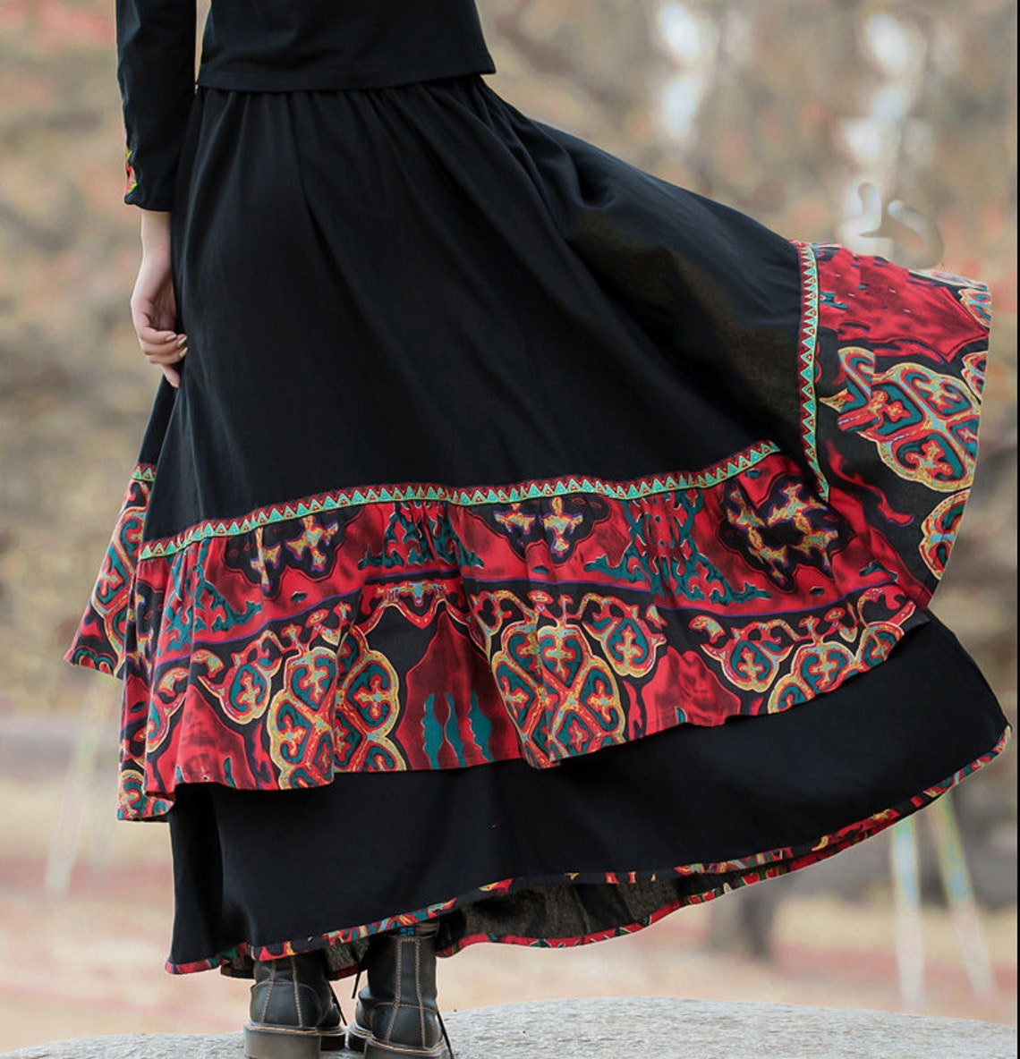 Linen Skirt Cotton Linen Maxi Skirt Retro Gypsy Skirt Etsy