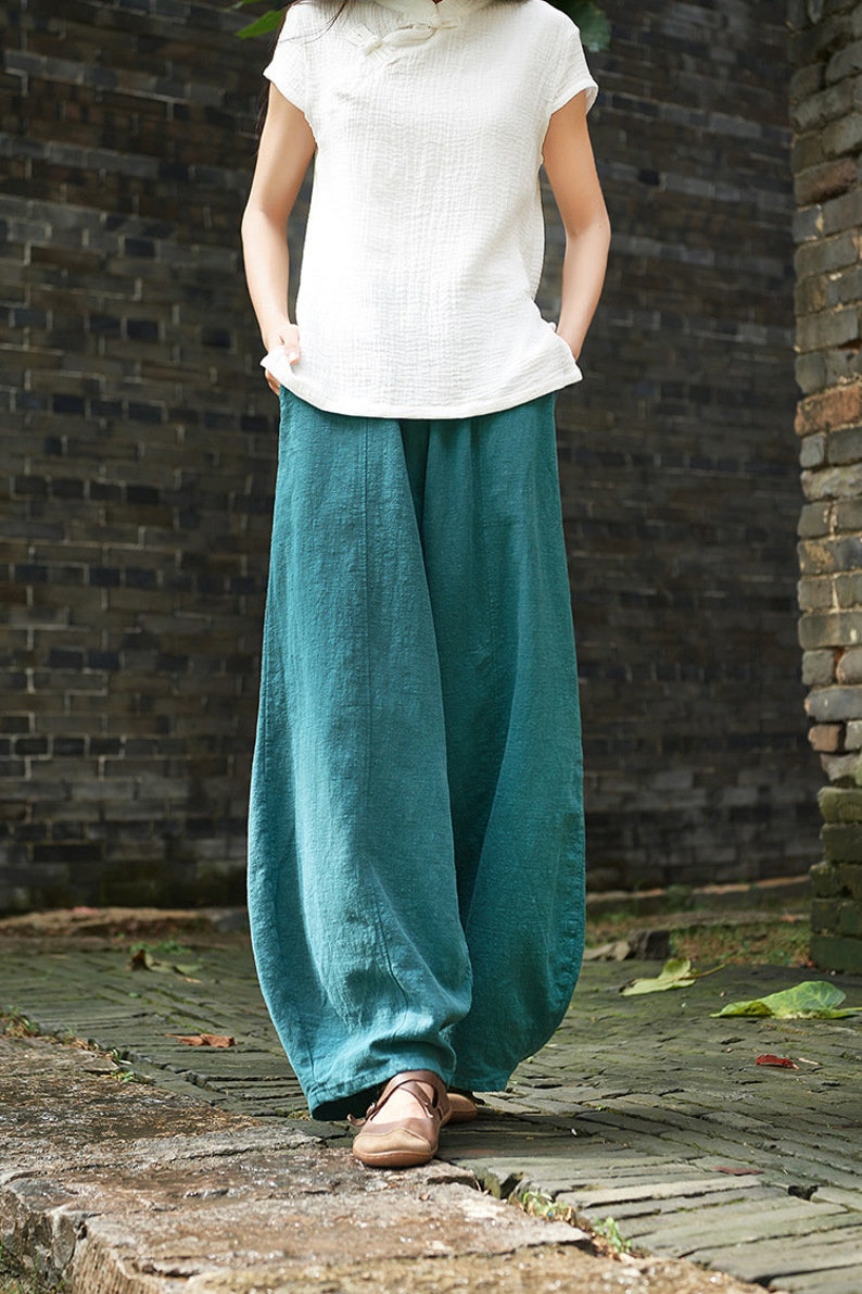 Linen Wide-leg Pants Retro Linen Pants Summer Linen - Etsy