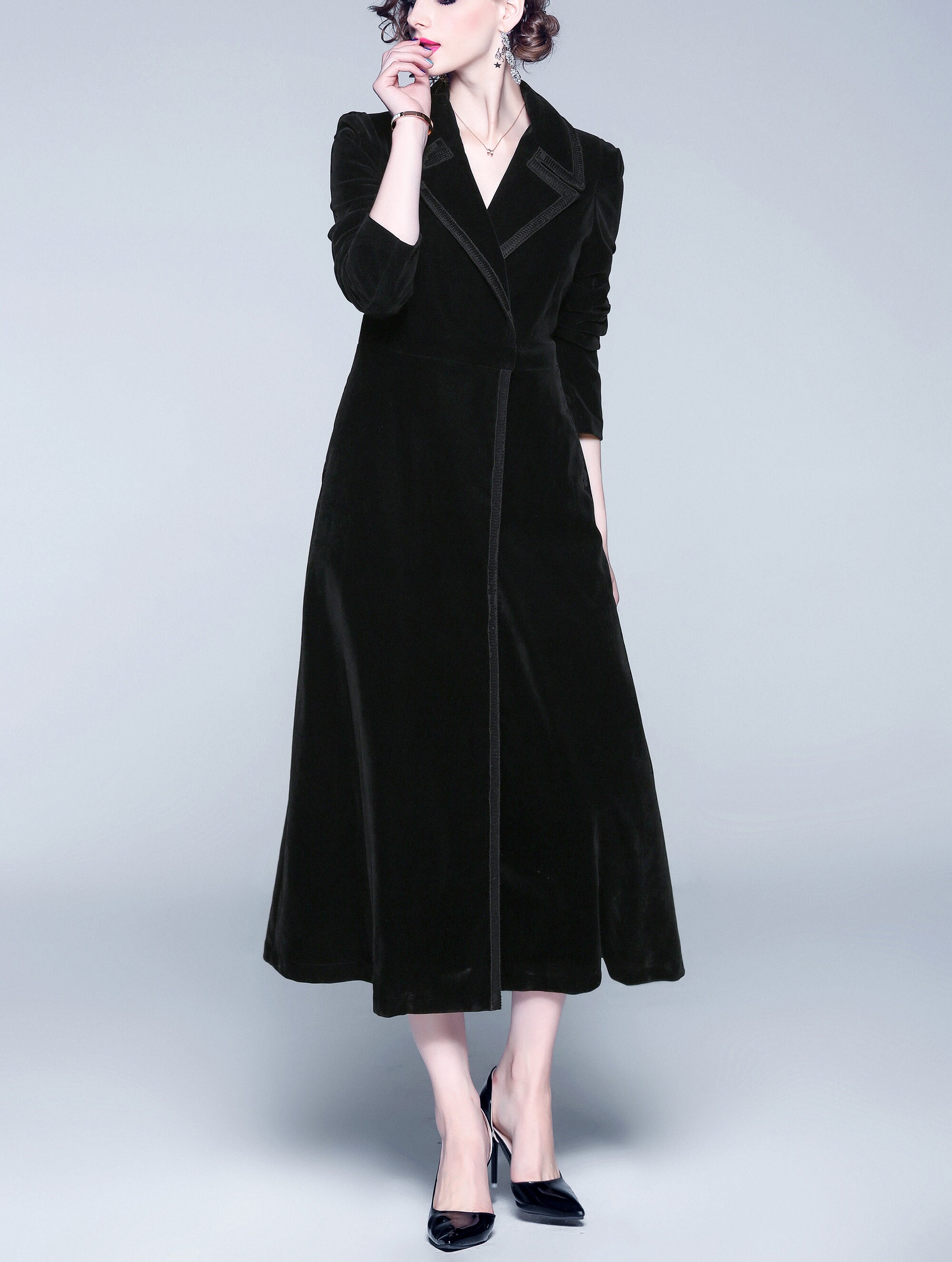 Velvet Coat Winter Velvet Long Coat Woman Loose Velvet Maxi Etsy Canada