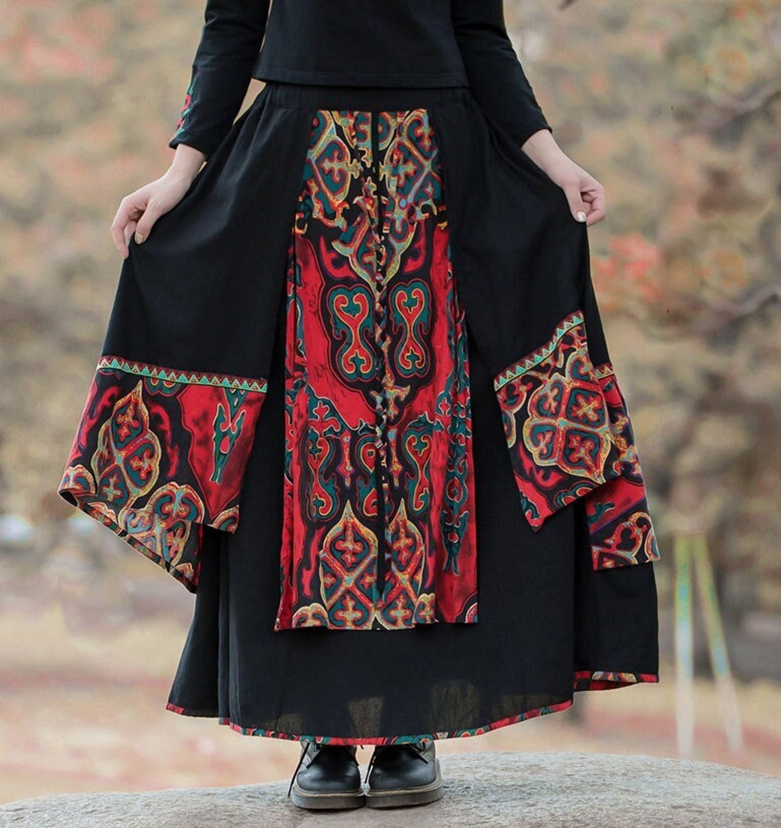 Linen Skirt Cotton Linen Maxi Skirt Retro Gypsy Skirt Etsy