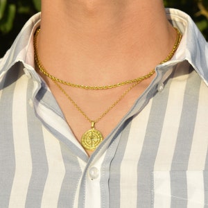 Gold Compass Necklace 55cm/22inches For men and women