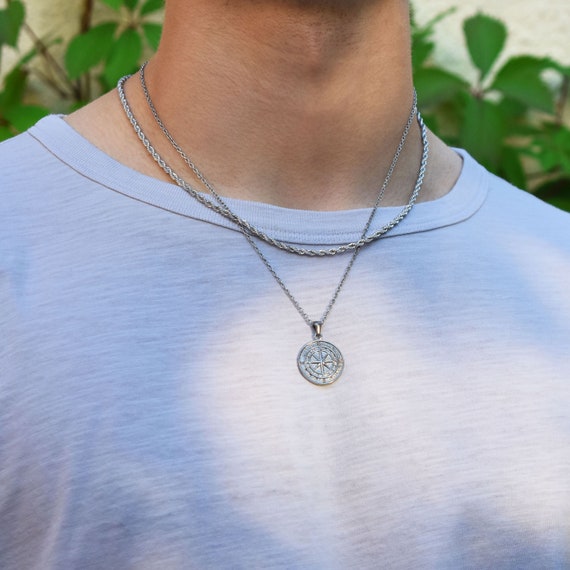 SILVER COMPASS NECKLACE 21 Inches/53cm for Men and Women - Etsy 